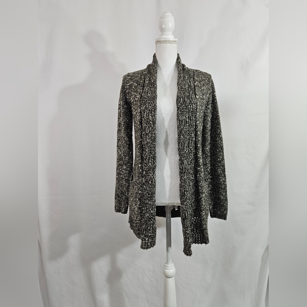 Skies Are Blue Green And Cream Knit Cardigan Sweater Womens Size Small